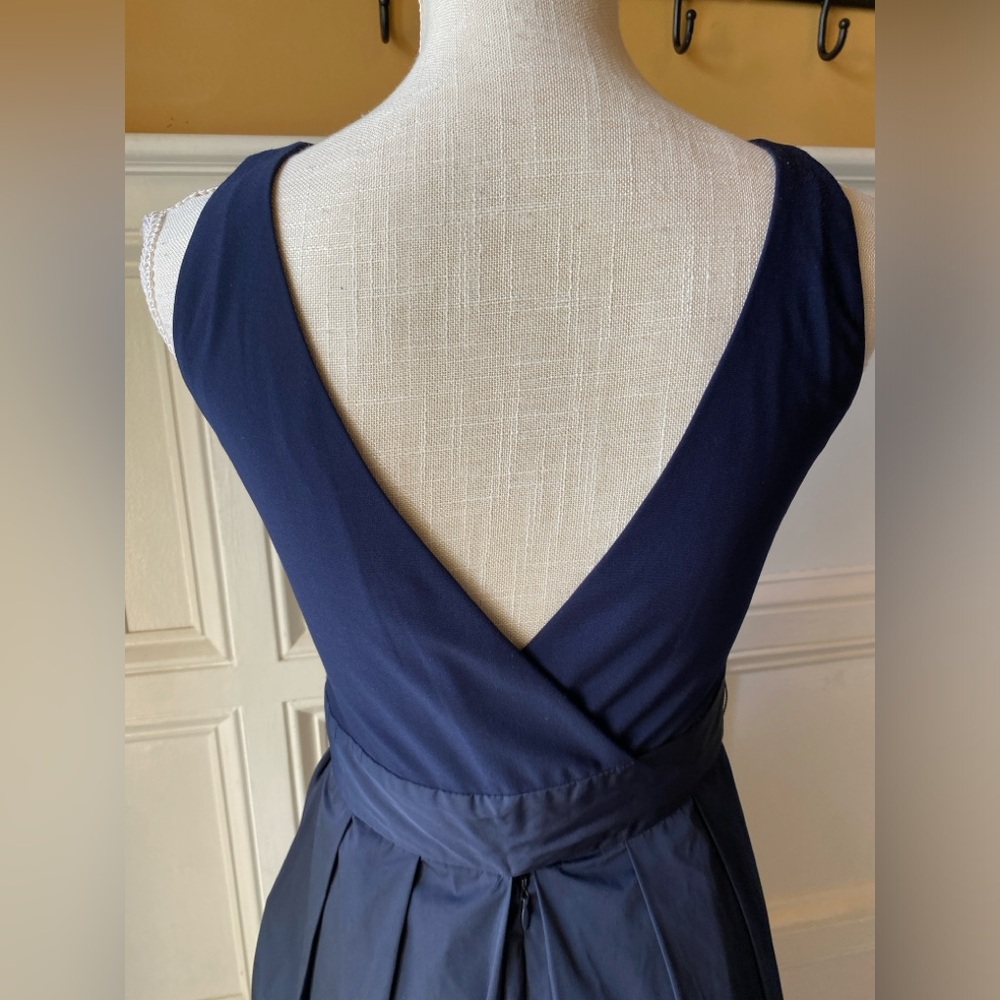 SOLD LAUREN RALPH LAUREN AGNI 4P DARK BLUE NAVY MAXI DRESS JERSEY TAFETTA BOW - Picture 8 of 9